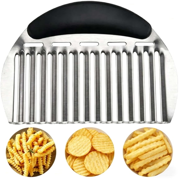 Siloon Crinkle Cutter for Potatoes, Stainless Steel Wavy Slicer for French Fries, Sturdy and Sharp Cutter for Vegetables