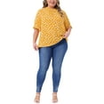 thumbnail image 2 of Agnes Orinda Women's Plus Size Tops Polka Dots Ruffle Hem Short Sleeve Mock Neck Blouses 2X Yellow, 2 of 6