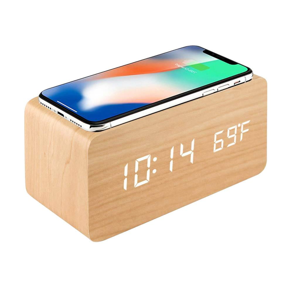 Julam Wooden Digital Alarm Clock Smart Alarm Clock With Wireless