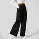 thumbnail image 5 of Pantalones de vestir de cintura alta y pierna ancha para mujer: cintura elástica, algodón y lino, bolsillos; pantalones informales de oficina., 5 of 8