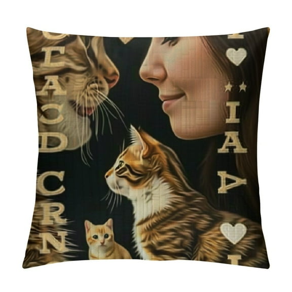 Qinduosi Cat Gifts for Cat Lovers, Cat Lover , Gifts for Cat Lovers, Cool Cat Mom Gifts, Cat Themed Gifts for Girls, Gifts, Cat Owner Gifts Throw Pillow Covers White