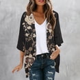 thumbnail image 2 of Feancey Boho Floral Kimono Cardigans for Women 3/4 Sleeve Casual Loose Fit Chiffon Tops Open Front Lightweight Beach Cover Up for 2026 Summer Gift Multicolor XXL, 2 of 6