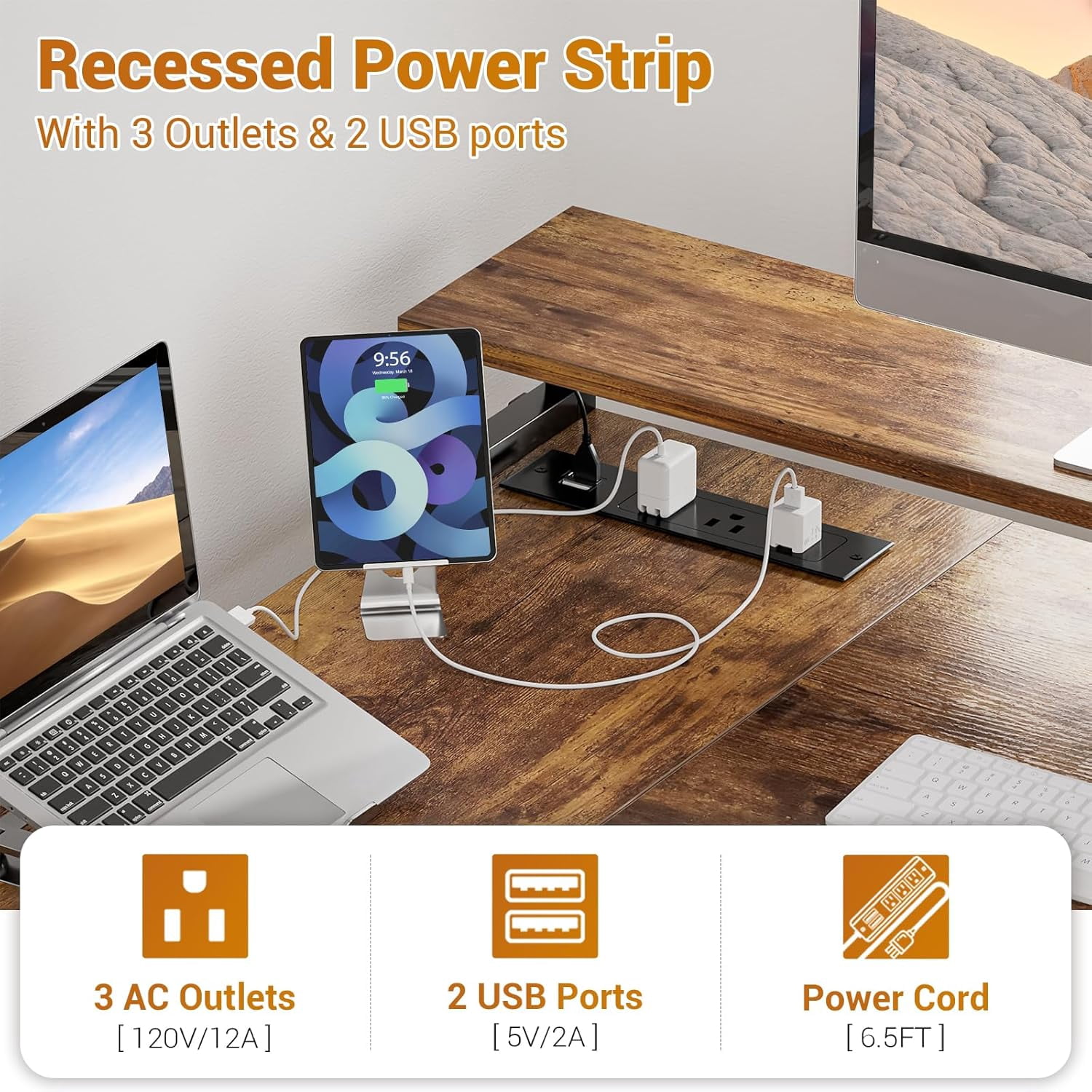 Homieasy L Shaped Desk with Drawer, Reversible L Shaped Gaming Desk with Power Outlet & LED Strip, Home Office Desk with Monitor Shelf, Corner Desk with Storage Shelves,Rustic Brown