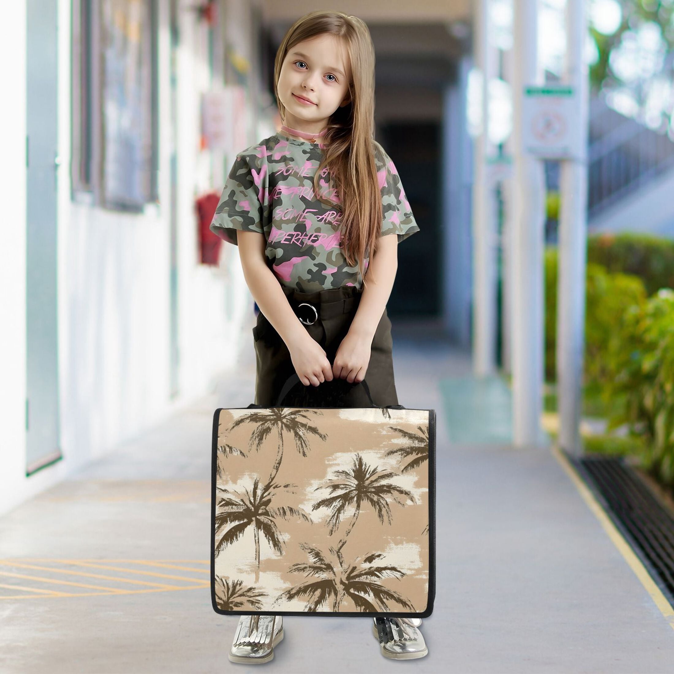 ALAZA Zipper Binder Retro Palm Tree Pattern 3 Ring Trapper Keeper File Folder Organizer Bag