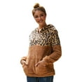 thumbnail image 5 of Shadoumai Leopard Print Hoodie For Women 1/4 Zipper Collar Top Double Sided Fleece Warm Jacket With Pockets Plus Size Clothes, 5 of 9