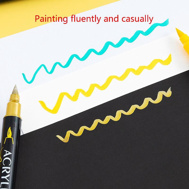 Acrylic Paint Pens Double-ended for Extra Fine Tip Markers for Rock Painting Woo