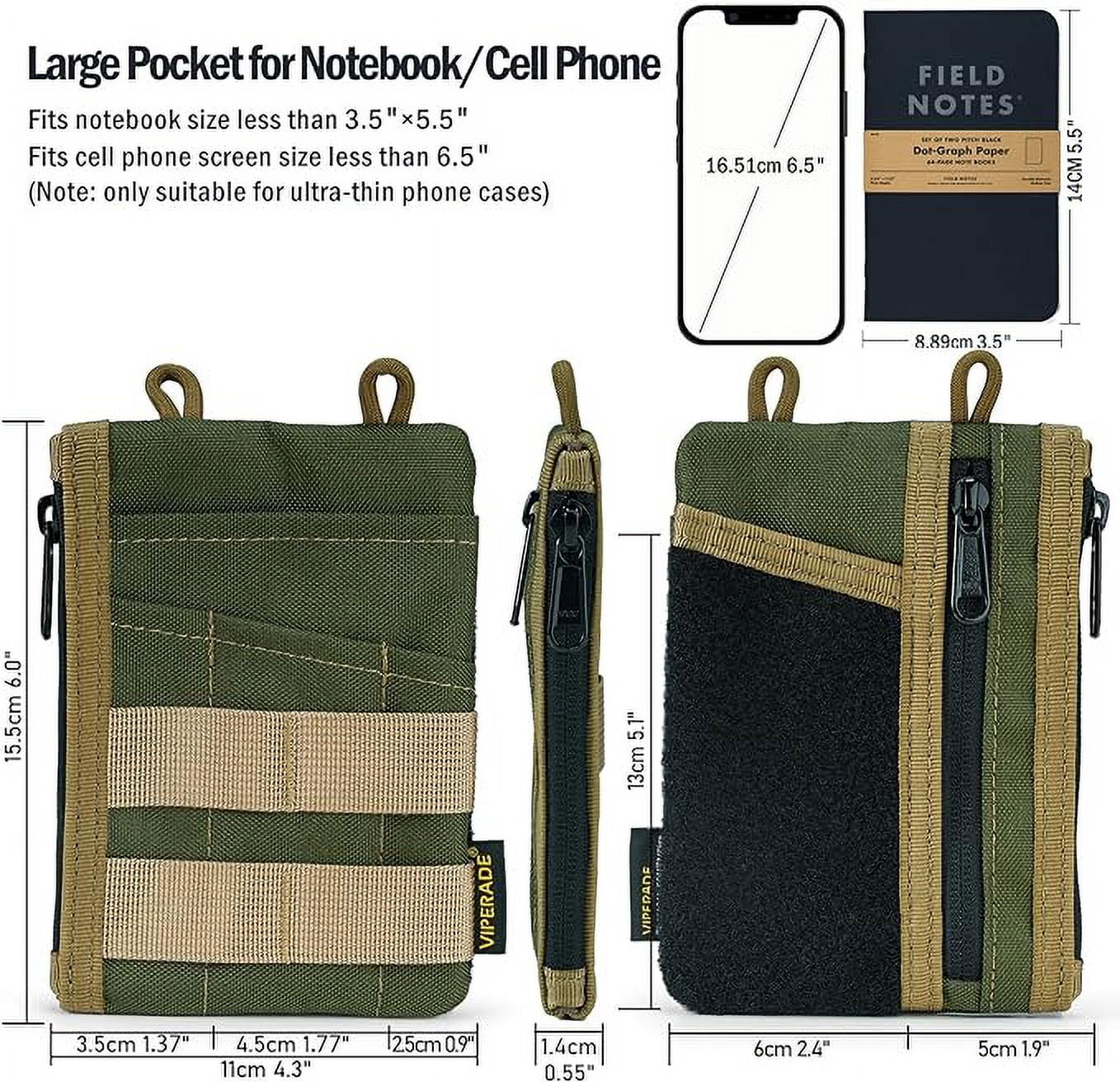 Viperade VE16 EDC Organizer Pouch with 7 Pockets, Multitool Pocket Pouch Wallet for Everyday Carry