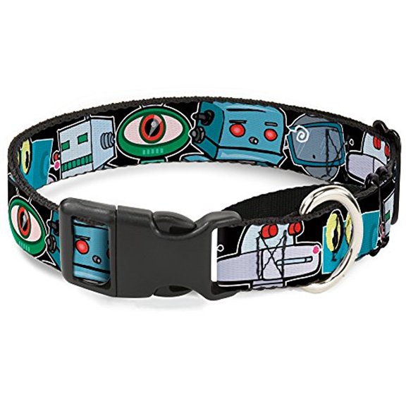 Buckle-Down Robots C U Black Martingale Dog Collar
