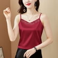 thumbnail image 2 of Beach Vacation Clothes for Women Bohemian Tops for Women Cute Tops Silk 12 Sock under Top Classic Cute Blouses Creme Bodysuit Comfort Color Bra Top 2x Crop Button Summer Red 2XL, 2 of 7