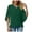 Green, variant on OSOLU Women Solid Color Fashion V-Neck T-Shirt Tshirts Tee Loose Temperament Casual Petal Sleeve Shirt Tops Leisure Dailywear