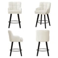 thumbnail image 4 of MultiHaven 26.2-Inch Bar Stools Set of 3,Swivel Counter Height Bar Stool with Plaid Back & Armrests,Solid Wood Legs PU Leather Kitchen Chairs for Bar,Cafe - White, 4 of 10