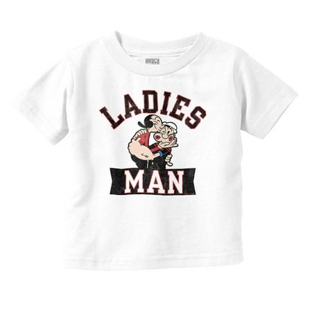 

Olive Oyl And Popeye Kiss Ladies Man Youth T Shirt Tee Boys Infant Toddler Brisco Brands 6M