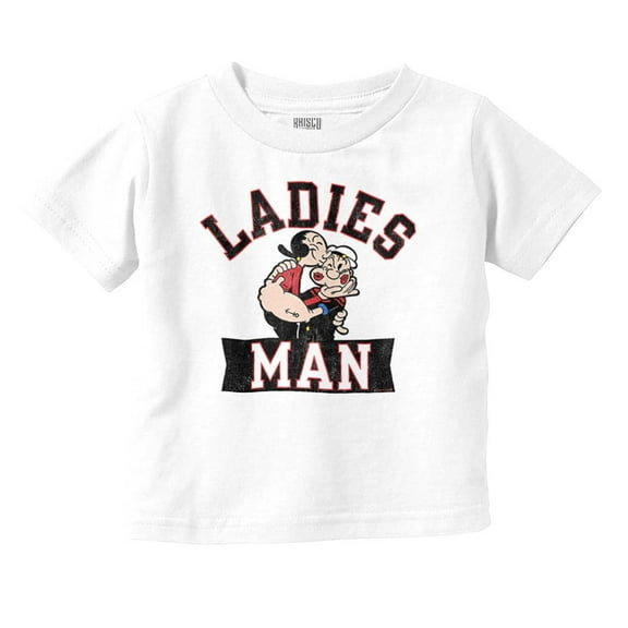 Olive Oyl And Popeye Kiss Ladies Man Youth T Shirt Tee Boys Infant Toddler Brisco Brands 18M