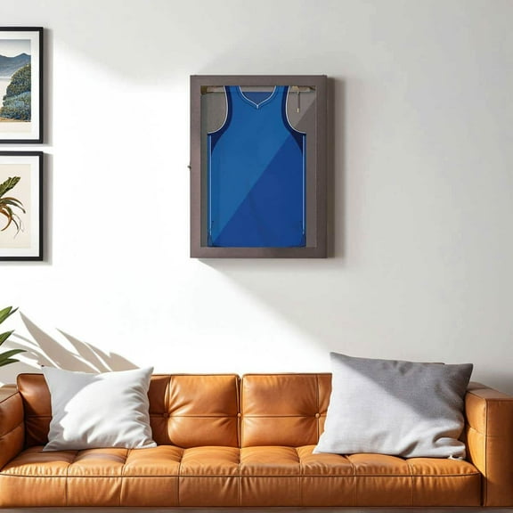 Yardi Yarda 23.5" x 31.5" UV-Resistant Sports Jersey Frame, Display Case, Sports Jersey Display for Indoor, Brown
