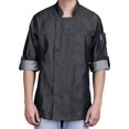 thumbnail image 3 of Unisex Asymmetrical Denim Jeans Black Color Chef Coat with Side mesh for All kind of Chefs S Size, 3 of 4