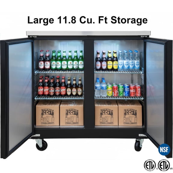 48" Commercial Back Bar Cooler – NSF Certified Beer Case Refrigerator with Solid Doors, R290, 11.8 Cu.Ft