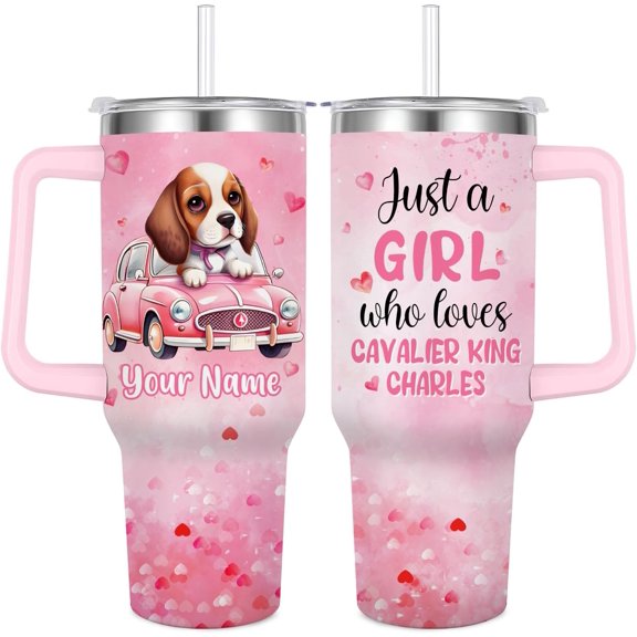 Personalized King Charles Cavalier Travel Cup for King Charles Cavalier Lover,40 oz King Charles Cavalier Vacuum Insulated Tumbler with Custom Name
