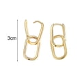 thumbnail image 6 of Ziurtnc 1 Pair Women Earrings Paper Clip Shape Geometric Polished Copper Pure Color Hollow Out Daily Commute Ear Jewelry Short Hanging Earrings, 6 of 8