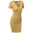 thumbnail image 1 of FashionOutfit Women's Lattice-Front Stripe Short Sleeves Dress, 1 of 3