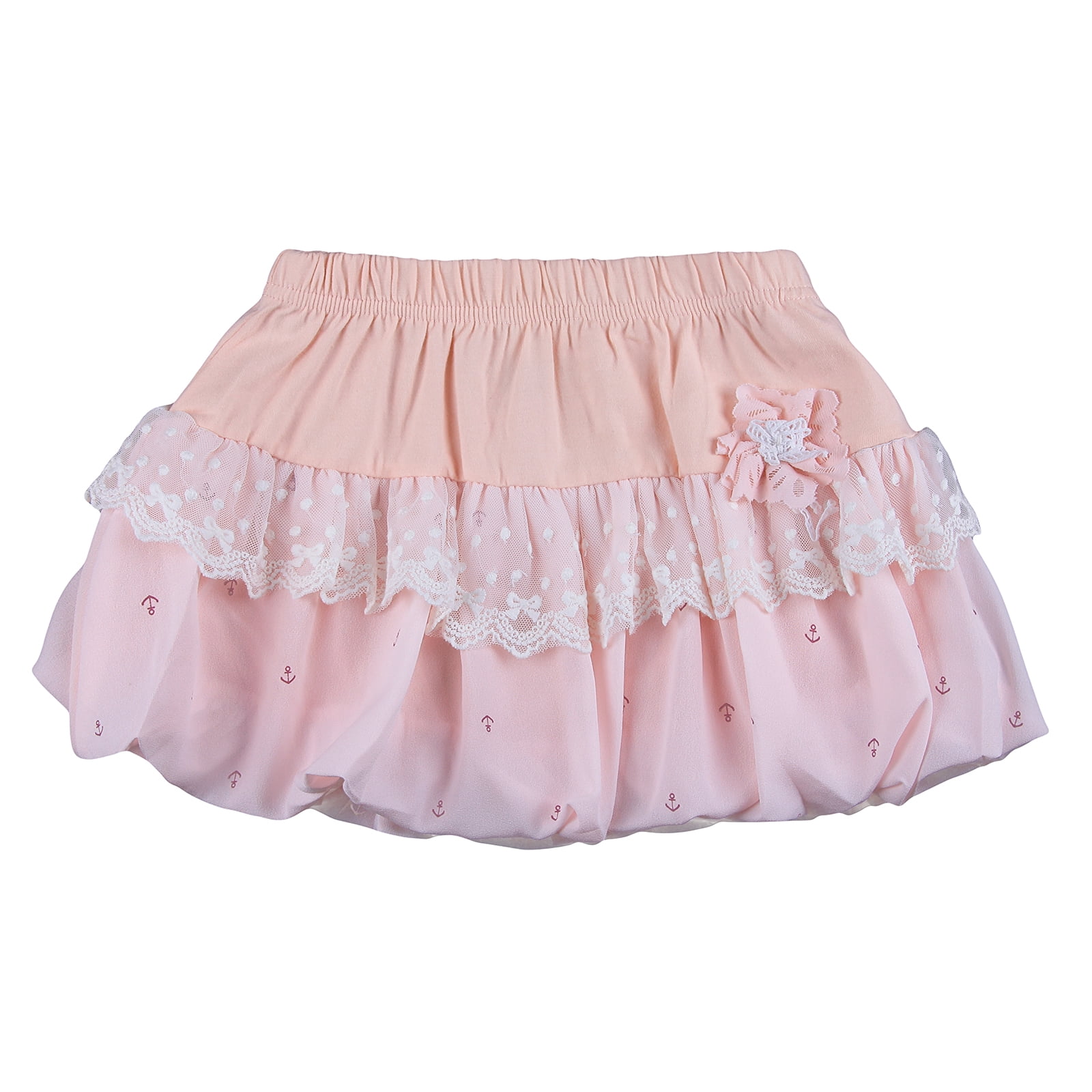 Richie House Girls' Multilayered Skirt with Lace RH0251