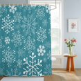 thumbnail image 4 of Shower Curtains for Bathroom, Teal Snowflake Christmas Waterproof Fabric Shower Curtain, Xmas Snowflake Decorative Bathroom Curtain for Bathtub, 72"x72", No Hooks Included, 4 of 9