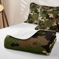 thumbnail image 4 of Manfei Minimalism Camouflage Twin Quilt Set, Mid Century Camo Twin Coverlet Set, Woodland Green, 2pcs, 1 Bedspread and 1 Pillowcase, 4 of 7