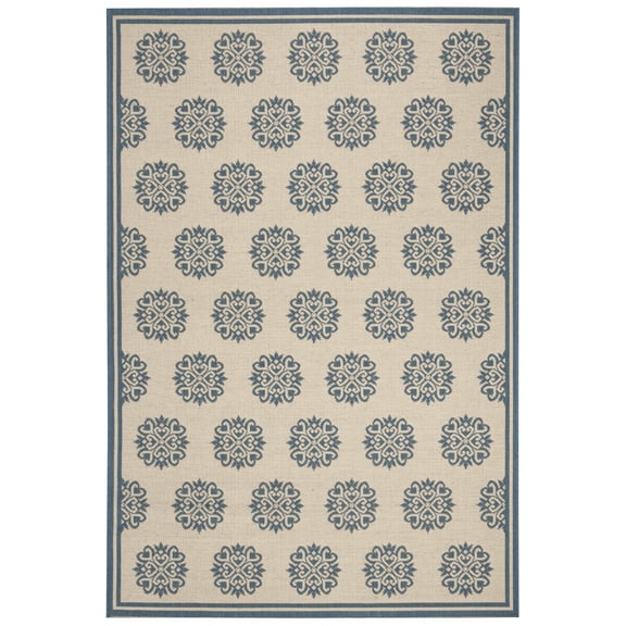 SAFAVIEH Beach House Regent Geometric Indoor/Outdoor Area Rug, Blue/Creme, 2'2" x 4'