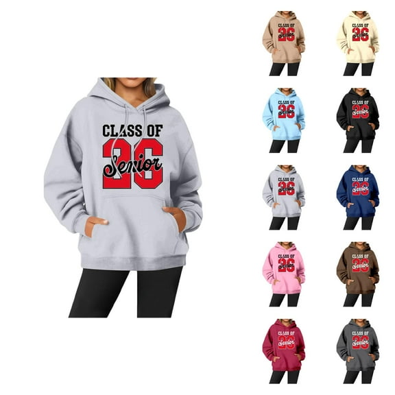 Senior 2026 Hoodies for Women Class Of 2026 Hoodie Graducation Hoodie with Pockets Hooded Sweatshirt Women Pullover