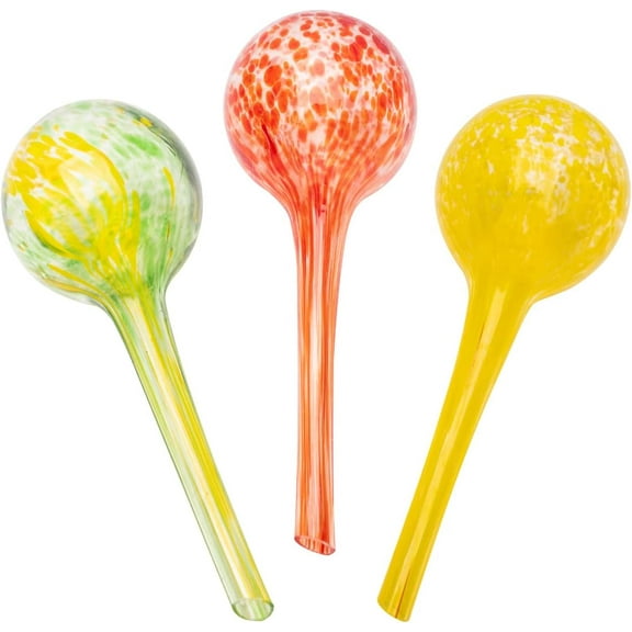 Lexi Home Plant Watering Globes Hand Blown Glass Self Watering Bulbs, Assorted 3-Pack