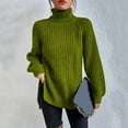 Ecqkame Women's Turtle Neck Pullove Sweaters Chunky Knit Long Sleeve