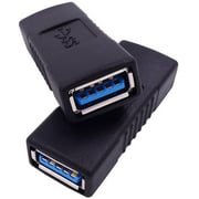 Fancasee (2 Pack) USB 3.0 Adapter Type A Female to Female Connector Coupler Extender (Black)