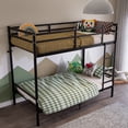 thumbnail image 4 of Leumius Bunk Bed Twin Over Twin Size with Ladder and Guardrail,Heavy Duty Metal Slats Support,No Box Spring Needed,Small Space Saving Furniture for Bedroom Dorm,Black, 4 of 12
