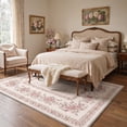 thumbnail image 2 of KUETH 5x7 Soft Botanical Rug for Living Room, Machine Washable Low Pile Non Slip Backing Area Rug, Dusty Rose Rug for Bedroom Dining, 2 of 5