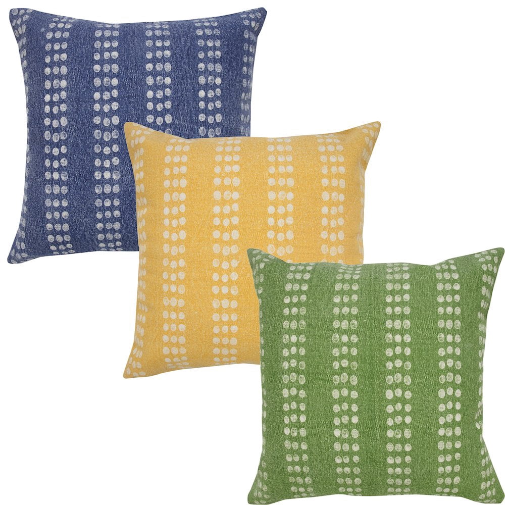 Lr Home Khloe Set of 2 Yellow 20" x 20" Dotted Stripe Cotton Adult Decorative Throw Pillow Set