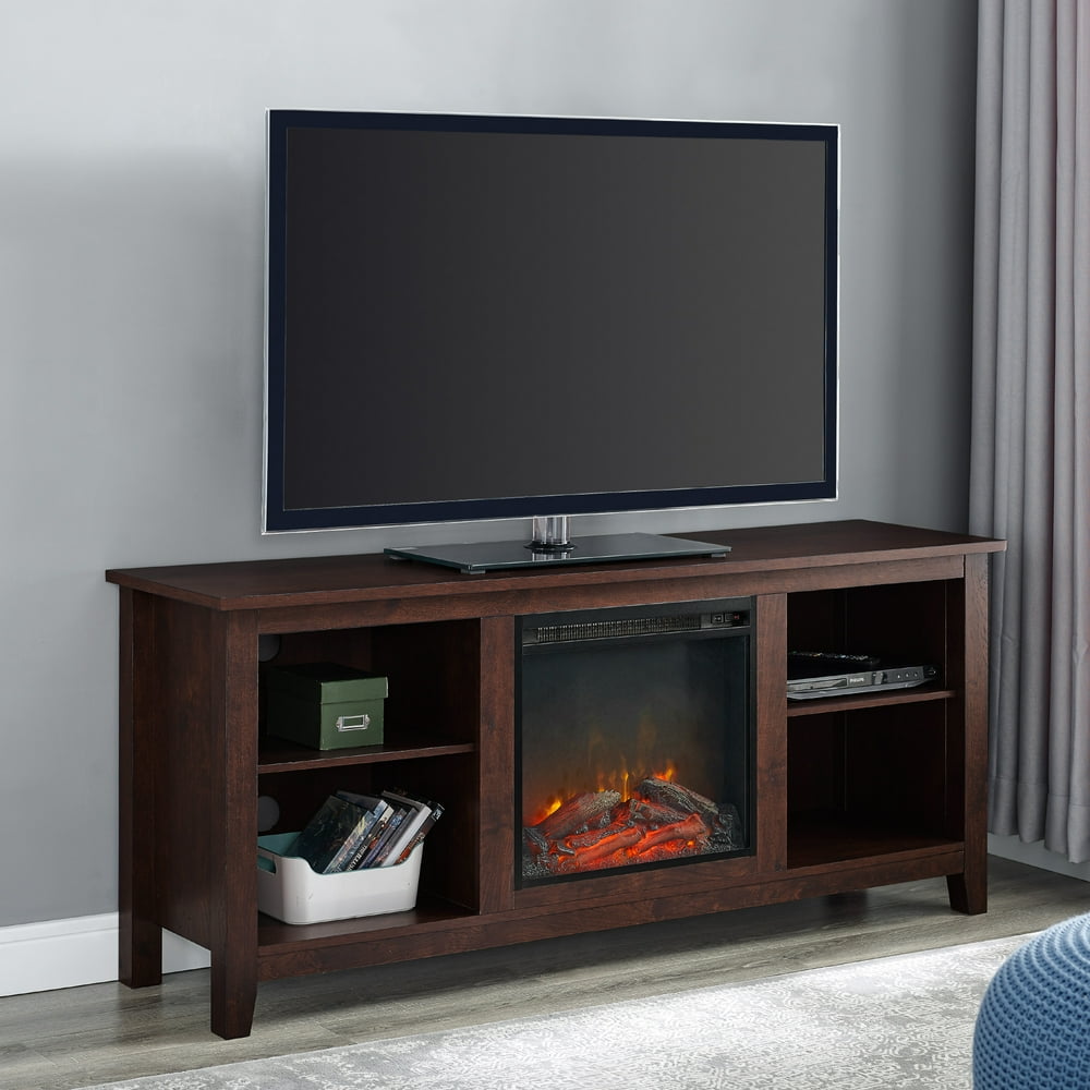 Walker Edison Traditional Fireplace TV Stand for TVs up to 64" Brown