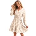 thumbnail image 2 of Women'S Casual Long Sleeve Babydoll Flowy Dress V Neck Swing Party Mini Dress Color S, 2 of 9