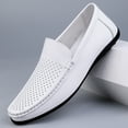 thumbnail image 6 of Spring Summer Men's Casual Hollow Loafers Slip On Leather Shoes Breathable Driving Shoes Moccasins Classic Penny Loafer Flats Boat Shoes Big Size, 6 of 10