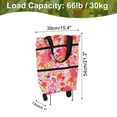 thumbnail image 2 of Uxcell Folding Shopping Bag with Wheels 66lb Reusable Collapsible Grocery Cart Foldable Trolley Bag Pink, 2 of 6
