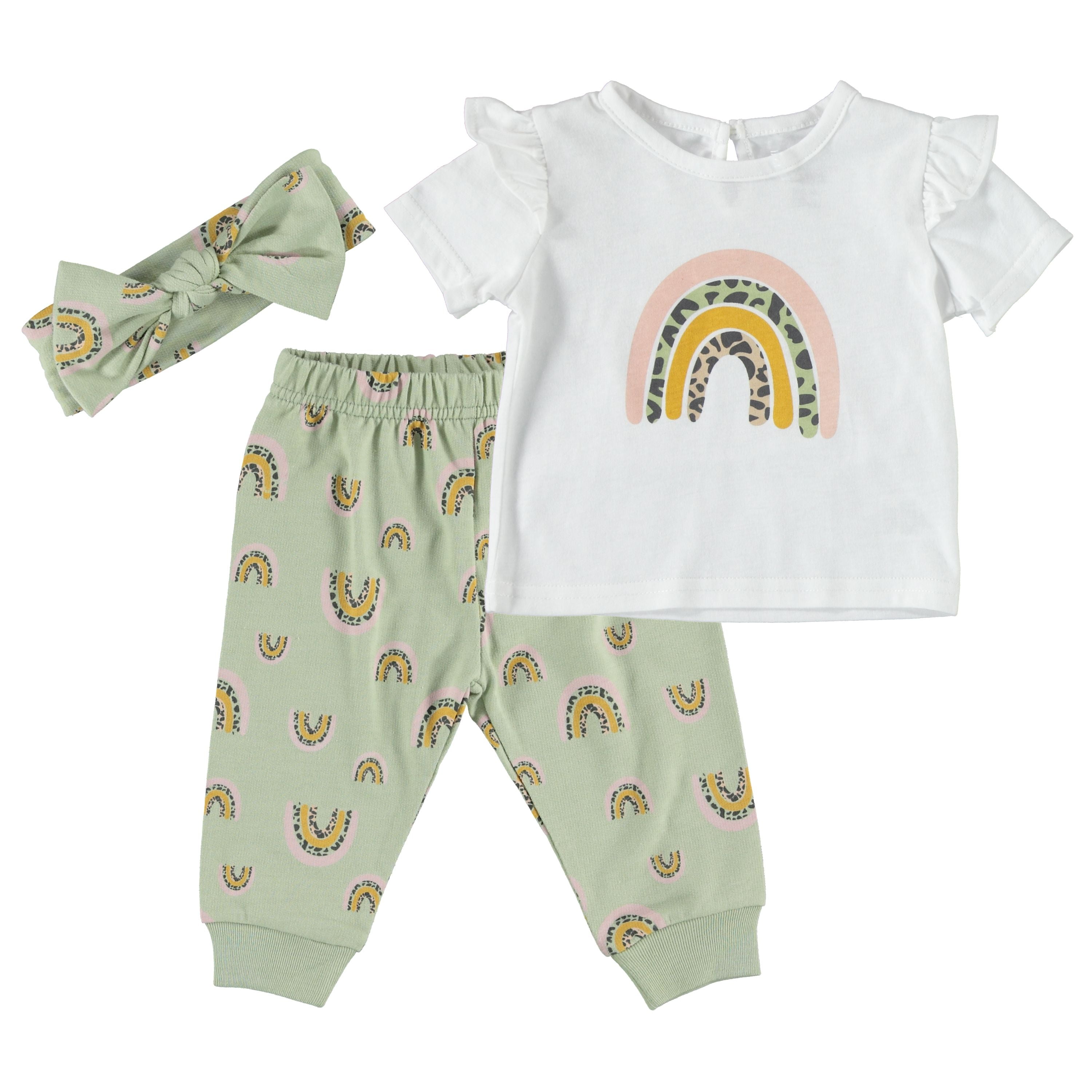 Chick Pea Baby Girl 3 PC French Terry Jogger Set, Sizes Newborn-24 ...