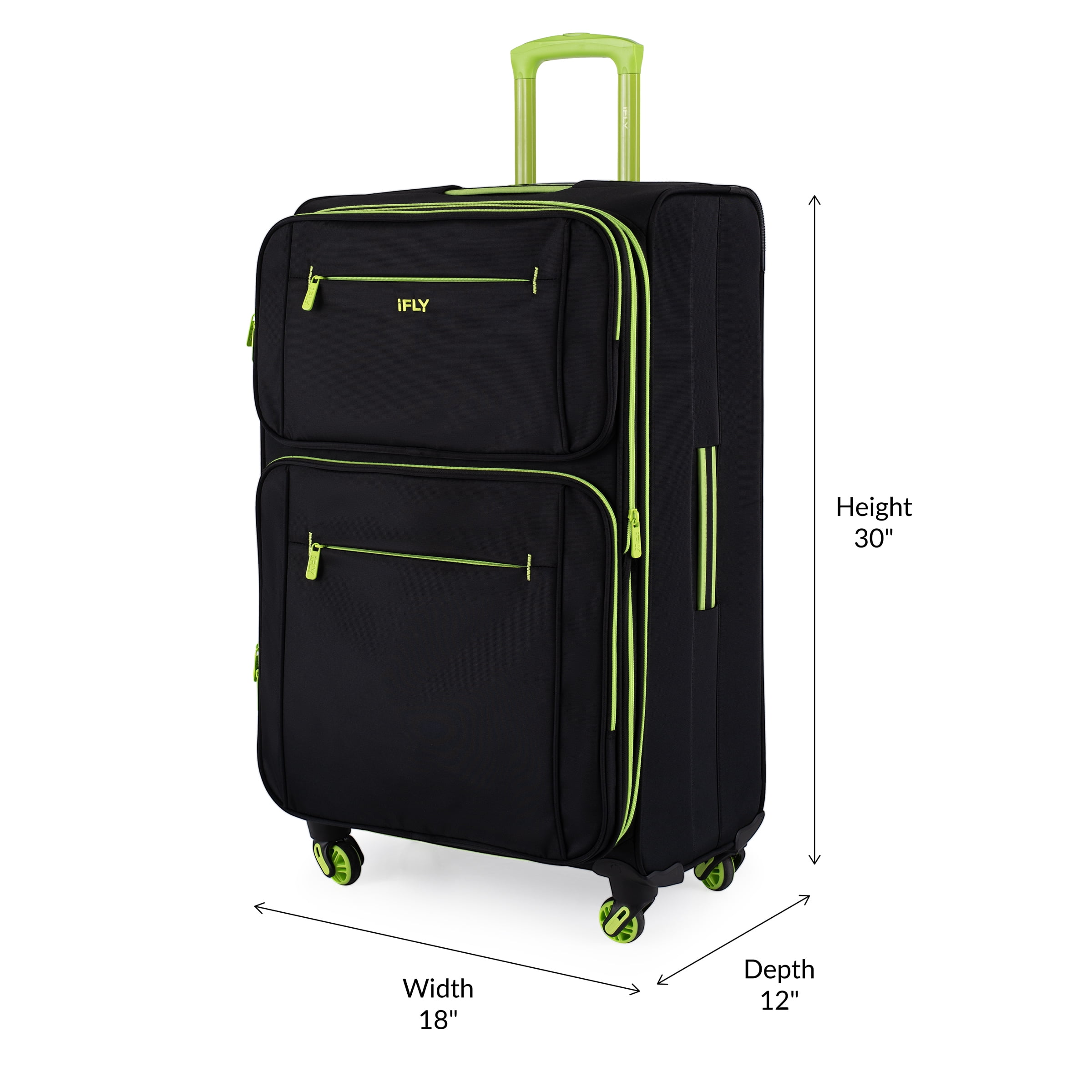 iFLY Softside Accent 28" Checked Luggage, Black/Lime Green