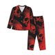 thumbnail image 1 of Fotbe Red And Black Abstract Skull Conjunto de Pijama de Manga Larga para Mujer con Estampado, Ropa de Dormir de 2 Piezas, Conjunto de Casa Suave y Cómodo con Bolsillos-X-Large, 1 of 7