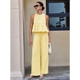 thumbnail image 6 of Women'S 2 Piece Gingham Set Summer Outfits Ruffle Tank Top and Wide Leg Pants Matching Lounge Set Yellow XL, 6 of 8