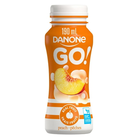 Danone Go! Yogourt à boire, pêches, 2% M.G., 30% moins de sucre 190ml yogourt pour enfants