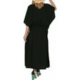 thumbnail image 4 of HAPPY BAY Women's Loungewear Solid Casual Relaxed V Neck Caftan Maxi Cover Up Dresses for Women 2X-3X Onyx, Solid, 4 of 4