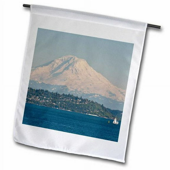 3dRose, USA, Washington, Seattle, Mt Rainier, Mountain - US48 TDR1008 - Trish Drury, 12 x 18 inch Garden Flag