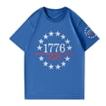 thumbnail image 4 of Women's Independence Day Shirt United States Short Sleeve Crewneck American Flag Print Tops 1776-2026 Casual Tees, #01 Blue, M, 4 of 4