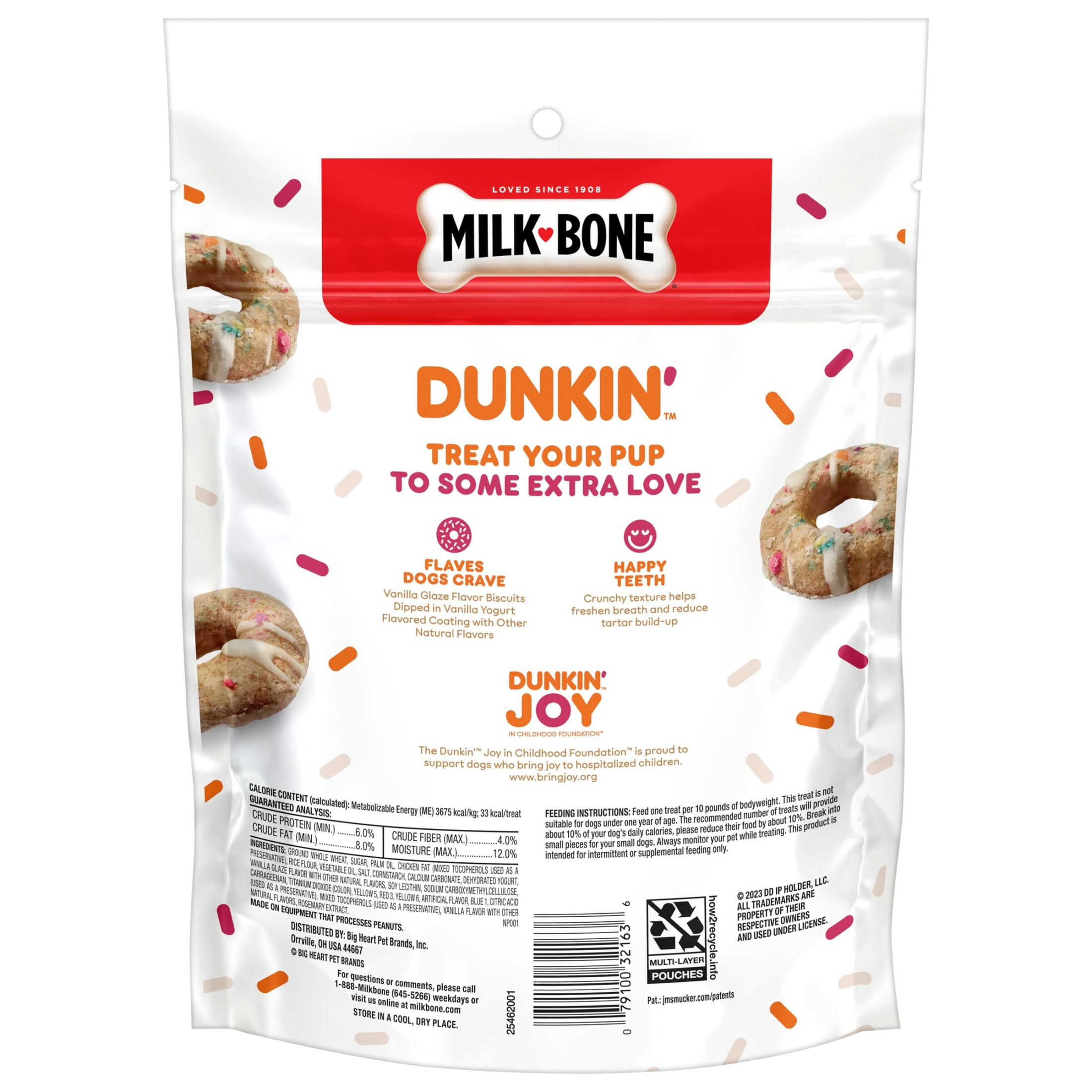 (2 pack) Milk Bone Dunkin’ Vanilla Glaze Flavor Dog Biscuits With Other Natural Flavors, 8 oz Bag