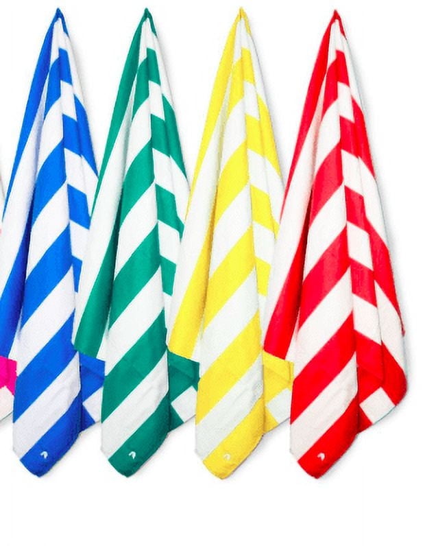 Springfield Linen: 4 Pack 30"X60" Cabana Stripe Beach Towels, Blue