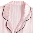 thumbnail image 4 of Tnhcen Women's Pink Striped Notch Collar Pajama Set Satin Short Sleeve Top Tie-Waist Shorts 2-Piece Sleepwear Loungewear Set​ XS-3XL, 4 of 9