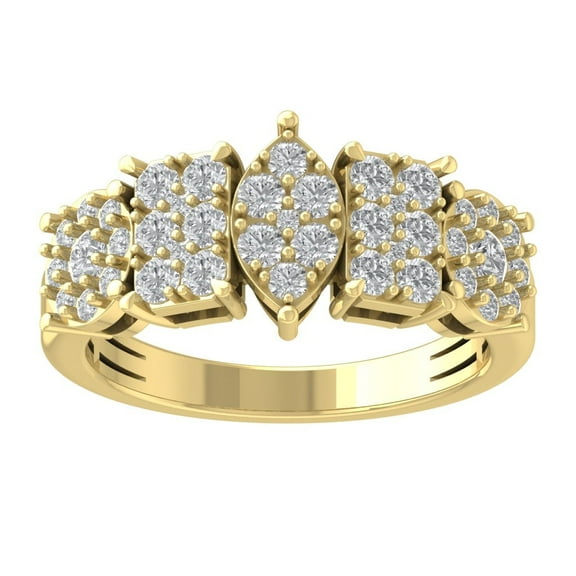 10K Yellow Gold Diamond Cluster Ring (1 cttw, I-J Color, I2-I3 Clarity) 9